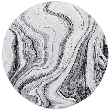 Safavieh 6 ft. 7 in. x 6 ft. 7 in. Amelia Power Loomed Round Area Rug; Grey & Gold ALA211G-7R